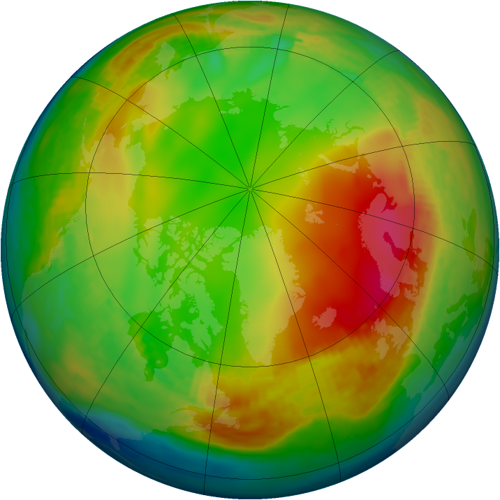 Arctic ozone map for 11 January 1991